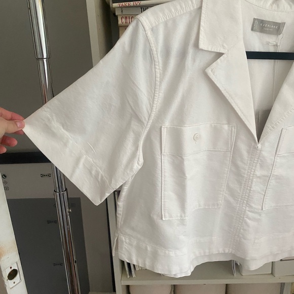 Everlane White Cropped Popover Shirt - Picture 2 of 4